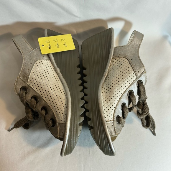 FLY LONDON Sz 38 Yuta Lace Up Leather Sandals Wedge Style Heel NEW WITH TAG - Picture 6 of 13